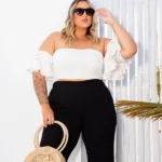 Cropped Ana Mangas Babados