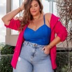 Cropped de Linho Tina Azul Tam 50 ou 54