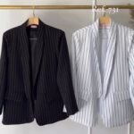 Blazer Risca de Giz Hot Pink Preto